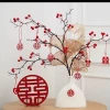 Unfired ceramic vase, festive plain white bottle, Nordic ins style red fruit dried flower decoration, creative home decor details Picture